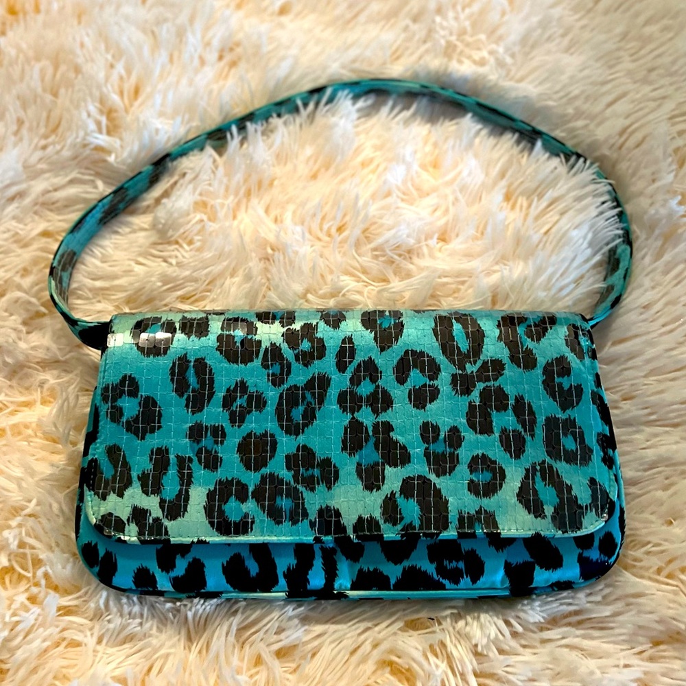 Nicole Miller Handbag/Purse. Turquoise/ Black. Animal Print